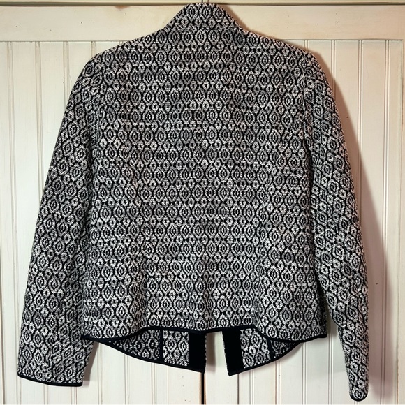 Chico’s Diamond Jacquard Moto Jacket Sz 4 EUC - Picture 2 of 16